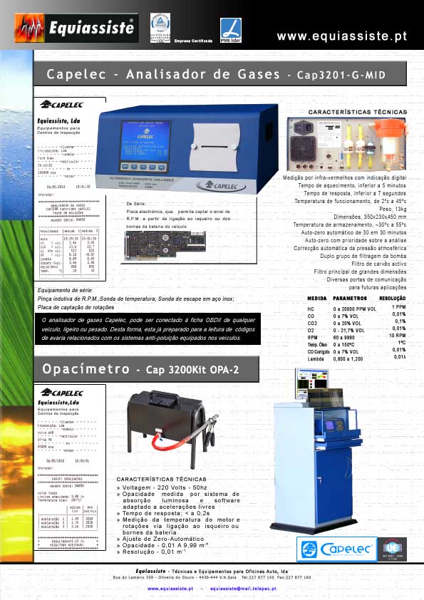 Capelec Analisador de Gases e Opacímetro para Centros de Inspecção CITV